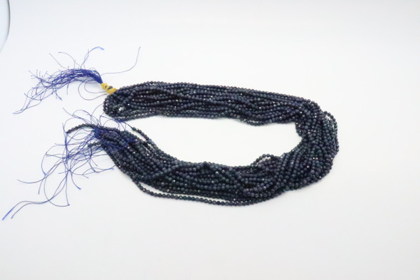 Sapphire, Natural, Faceted Round, 3mm, One Strand