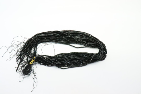 Tourmaline, Black, Natural, Faceted Round, 3mm, One Strand