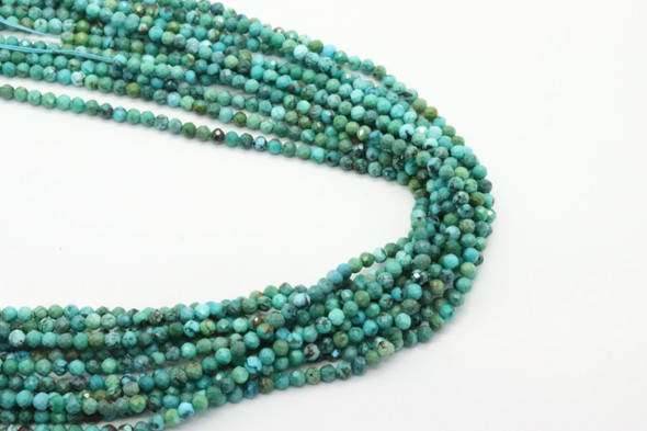 Turquoise, Chinese, Stabilized, Faceted Round, 3mm, One Strand