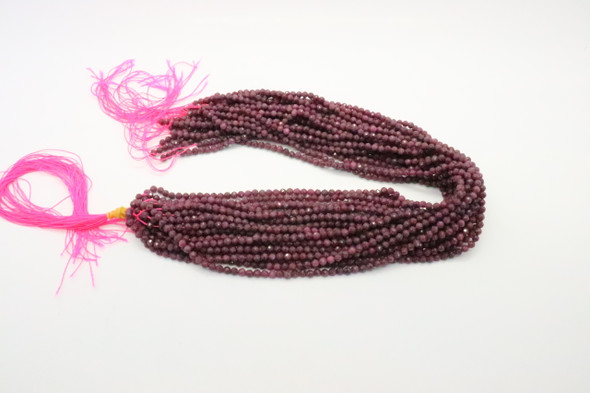 Ruby, Natural, Faceted Round, 4mm, One Strand