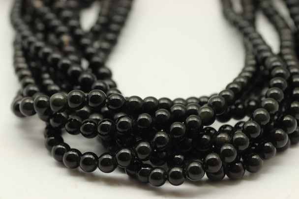 Obsidian, Black, Natural, Smooth Round