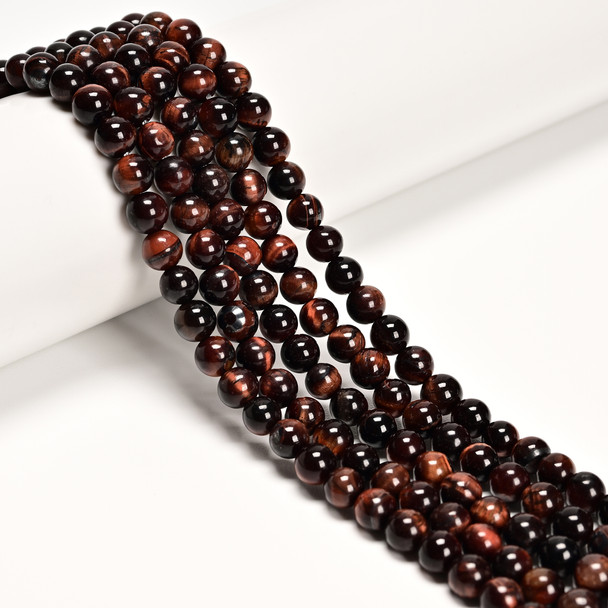6mm Tiger's Eye, Red, Heated, Smooth Round 6mm.