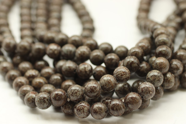 Jasper, Chinese Snowflake, Natural, Smooth Round, One Strand