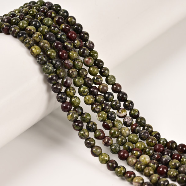 Dragon Blood Jasper, Natural, Smooth Round 4mm