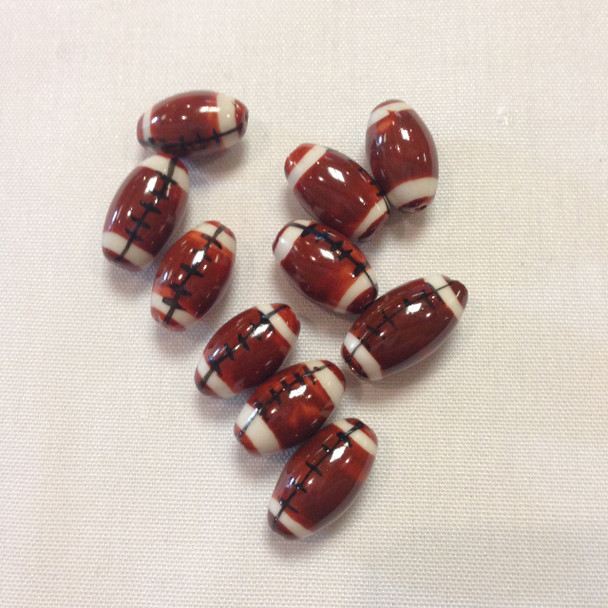 Football Bead, Ceramic, 17.5x10mm, 10 PCS