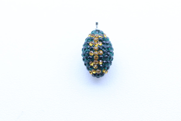 Green & Gold Crystal Football Charm