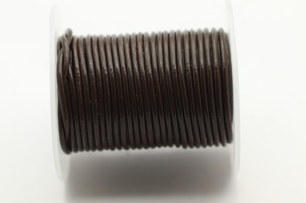 Leather Cord, Dark Brown, Dyed, 1.5mm Round, 32 Feet (10mtrs)