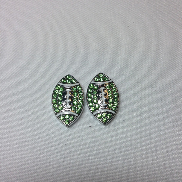 Green Crystal Metal Footballs, 25mmx15mm, 2 PCS