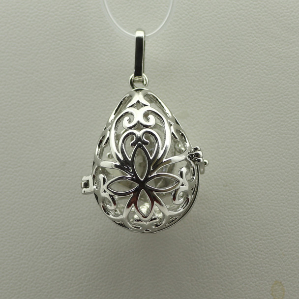 Cage, Egg, Filigree, Silver Plated Metal Alloy, Pendant 33mm