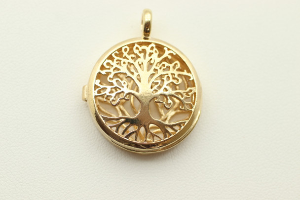 Cage, Tree Life, Gold Plated Metal Alloy, Pendant, 33mm