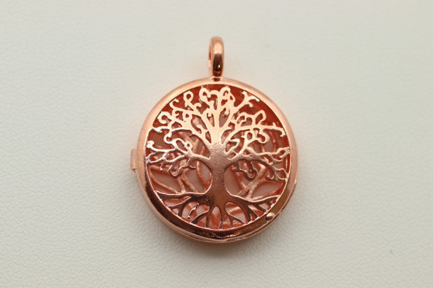 Cage, Tree Life, Rose Gold Plated Metal Alloy, Pendant 33mm
