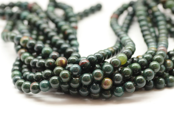 Bloodstone, Green, Natural, Smooth Round