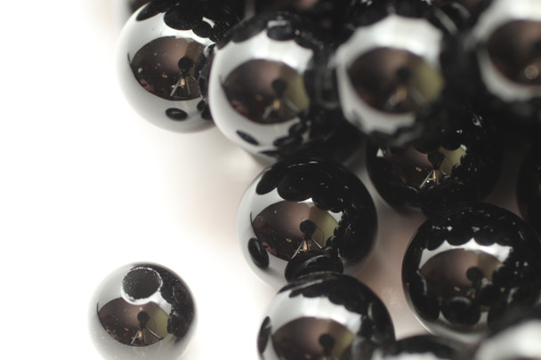 8mm Onyx, Black, Dyed, Smooth Round with Large Hole