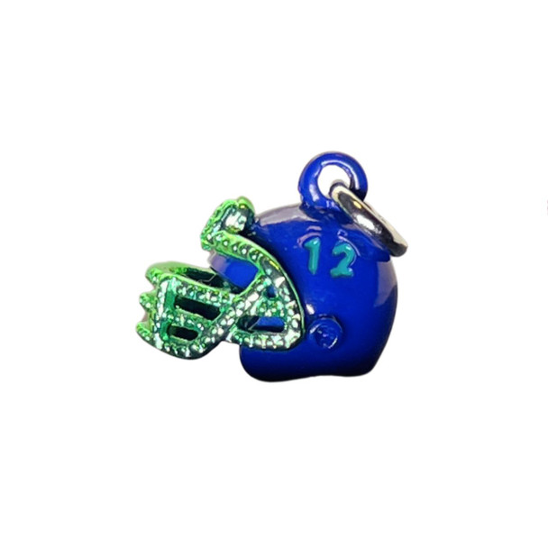 Enamel Charm, Football Helmet, Blue & Green, 12x12mm