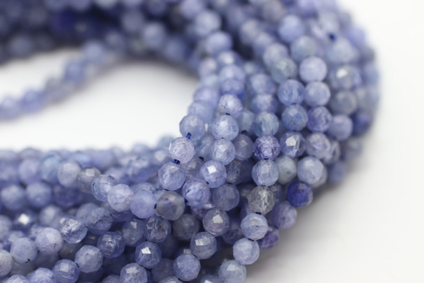 Tanzanite, Heated, Faceted Round, 3mm, One Strand