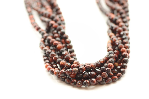 4mm Tiger's Eye, Red, Heated, Faceted Round