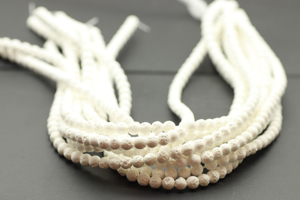 Lava, White, Dyed, Round, One  6mm Strand