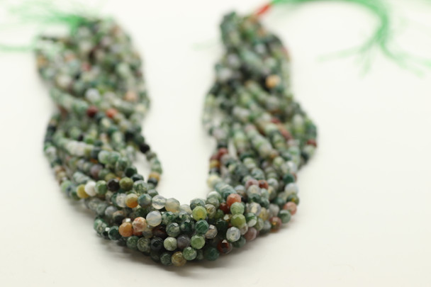 India Agate, Natural, Faceted Round, 4mm Strand