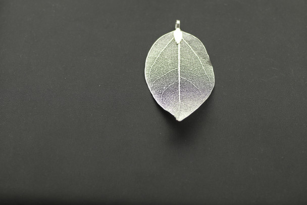 Leaf, 80x38x1mm, Silver Plated, 1 PC