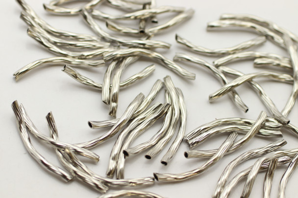 Tube, Twisted Pattern, Antique Silver Plated Metal Alloy, 1.5x25mm, approx. 51 PCS
