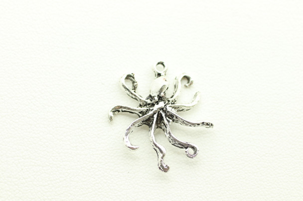 Octopus, Antique Silver Plated Metal Alloy, 25x23x3mm, 10 PCS
