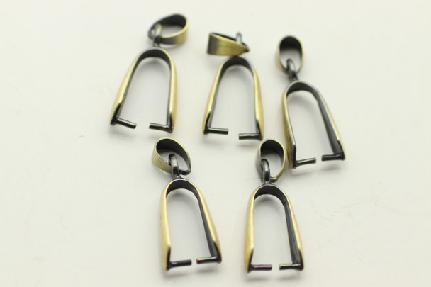 Bail, Pinch, Antique Bronze Plated Metal Alloy, 25x3, 5mm at bail, 5 PCS