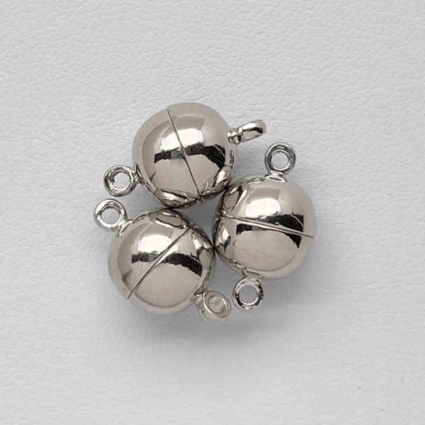 Magnetic Clasp, 10mm, Silver Plated Metal Alloy, 3 PCS