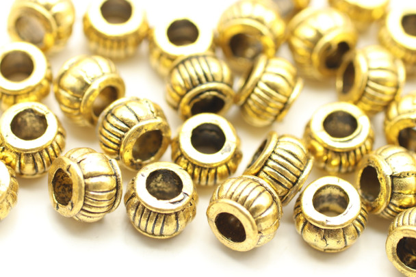 BEAD, Bali Style, 5x7 3mm hole, Antique Gold Plated (metal alloy), approx 38 per bag