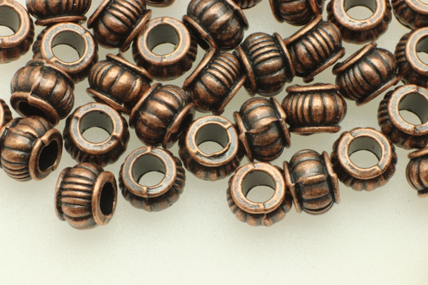 BEAD, Bali Style, 5x7 3mm hole, Antique Copper Plated (metal alloy), approx 45 per bag