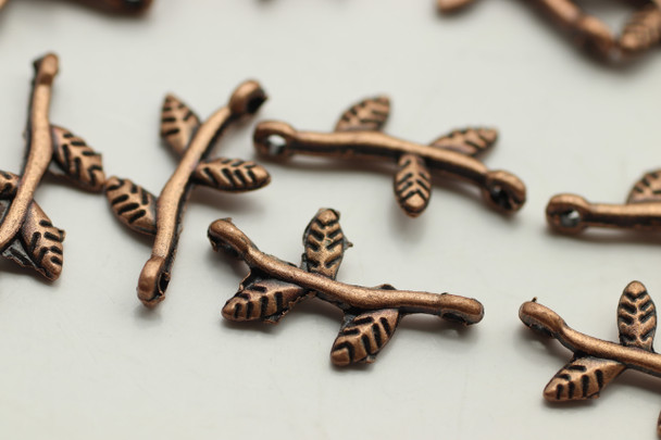 LEAF, Connector, 18x9x3mm, Antique Copper Plated (metal alloy), approx 55 per bag
