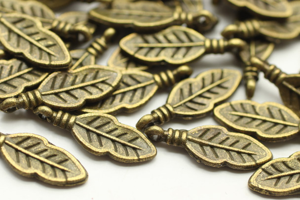 Feather, Wrapped Top, 18x6x1mm, Antique Bronze Plated Metal Alloy, Approximately 60 per bag