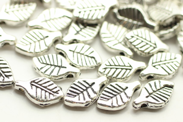 LEAF, 11x6x3mm, Antique Silver Plated (metal alloy), approx 48 per bag