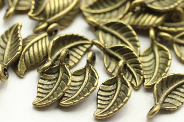 LEAF, Curled, 15x8x3mm, Antique Bronze Plated (metal alloy), approx 45 per bag