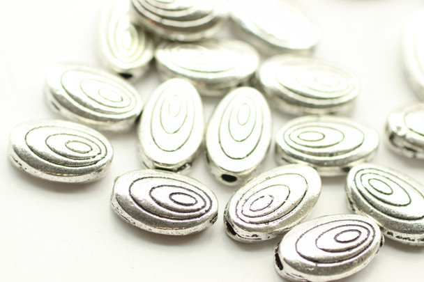 BEAD, Oval Spiral, 10x6x3mm, Antique Silver Plated (metal alloy), approx 40 per bag