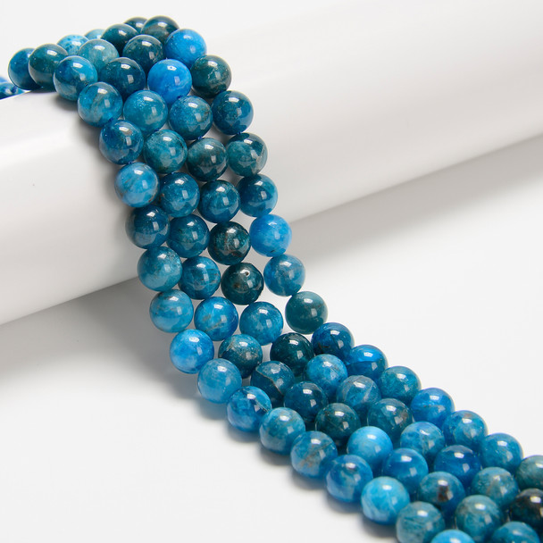 Apatite, Neon, Natural, Smooth Round, One 6mm Strand.