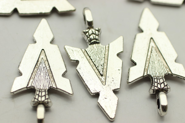 Arrow Head, Double Sided, 31x16x5 at bail, Antique Silver Plated Metal Alloy, 12 PCS