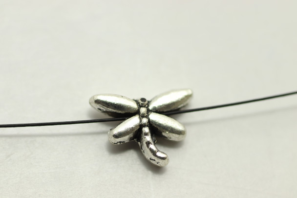 Dragonfly, Double Sided, 6x9x2.5mm, Antique Silver Plated Metal Alloy, approx. 48 PCS