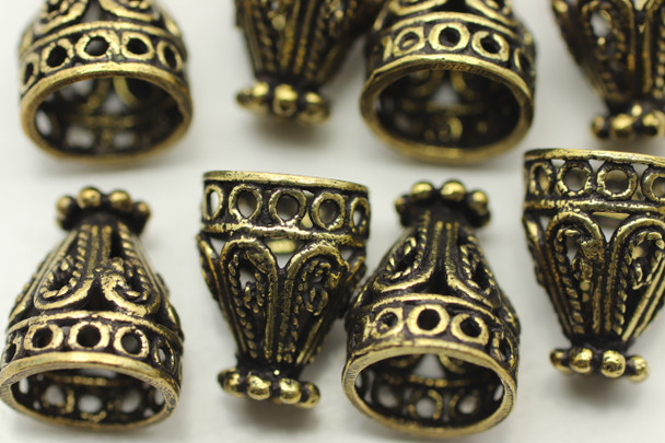 CONE, Filigree, 12x9 8mm end, Antique Gold Plated (metal alloy), approx 10 per bag