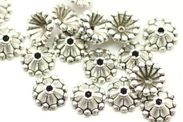 Cap, Bumpy Edge, 7x4mm, Antique Silver Plated, Metal Alloy, Approximately 100 per bag