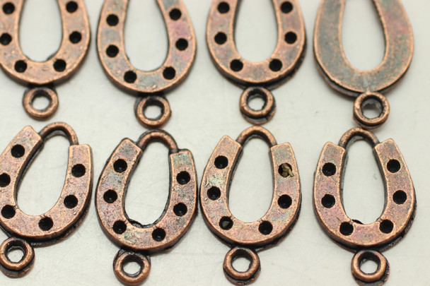 HORSESHOE, 28x12x2mm, Antique Copper Plated (metal alloy), approx 28 per bag
