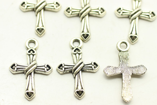 CROSS, Ornate, 21x14x3mm, Antique Silver Plated (metal alloy), approx 26 per bag