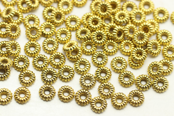 Spacer, 5x1.5mm, Antique Gold Plated Metal Alloy, approx. 190 PCS