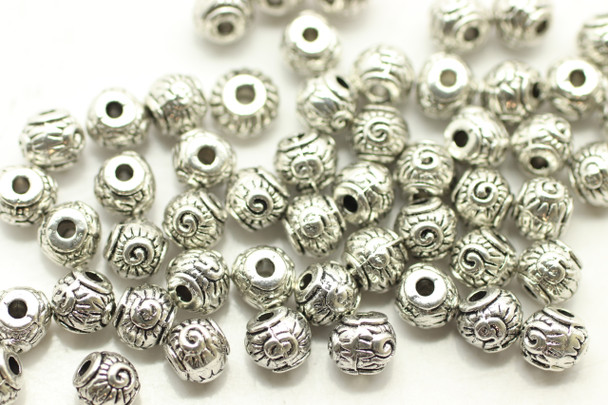 SPACER, Round, 5mm, Antique Silver Plated (Metal Alloy), approx 60