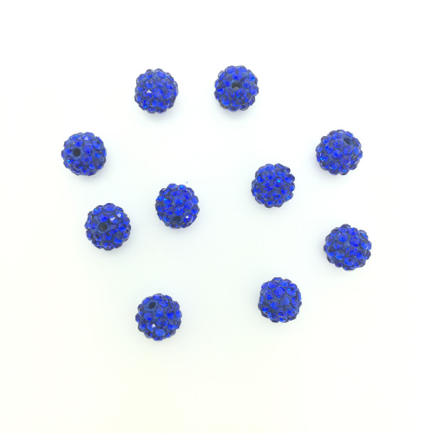 Royal Blue Crystal (Pave) Balls, 4mm, Hole 1mm, 8 PCS