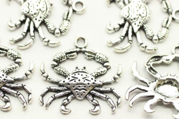 CRAB, 23x23x2.5mm, Antique Silver Plated (Metal Alloy), approx 10