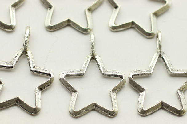 Star, Cutout, 22x18x4mm, Antique Silver Plated Metal Alloy, approx. 19 PCS