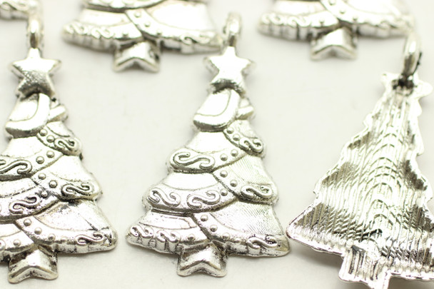 Holiday Tree, 30x18x2mm, Antique Silver Plated (Metal Alloy), approx 7 per bag