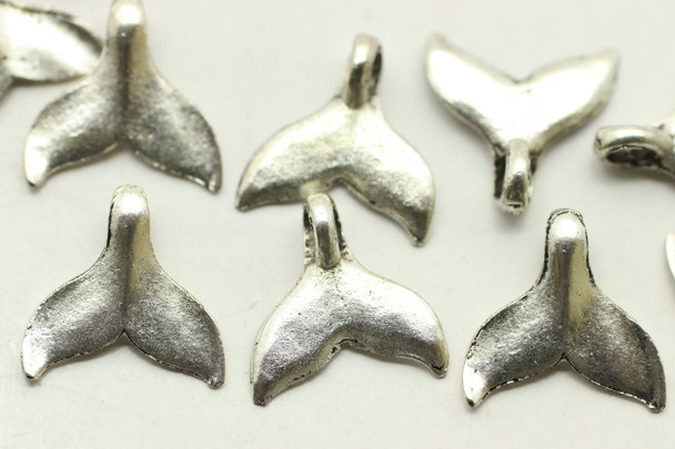 Whale Tail, Double Sided, 11x12x4.5mm, Antique Silver Plated (Metal Alloy), approx 28 per bag