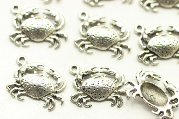 Crab, 17x10x3mm, Antique Silver Plated (Metal Alloy), approx 17 to 20 per bag