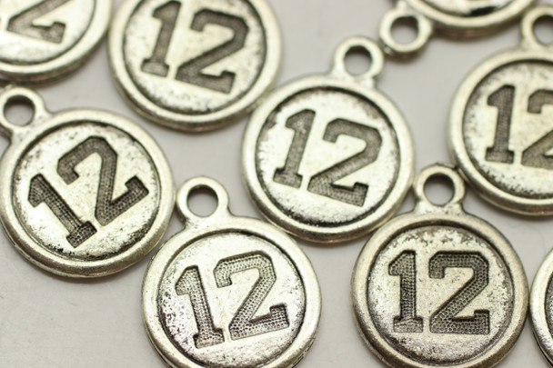 #12, Round, Double Sided, 19x15x2mm, Antique Silver Plated (Metal Alloy), approx 16 per bag